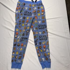 Kids Sweatpants Size L(10) Star Wars Blue Jogger Logo Zippers Unisex Boys Girls